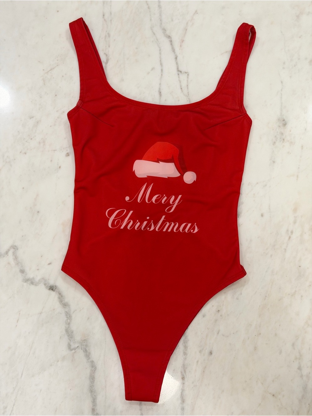 Red Merry Christmas One Piece Swimsuit XS-S